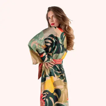 Kimono takki pitkä Exotic leaves