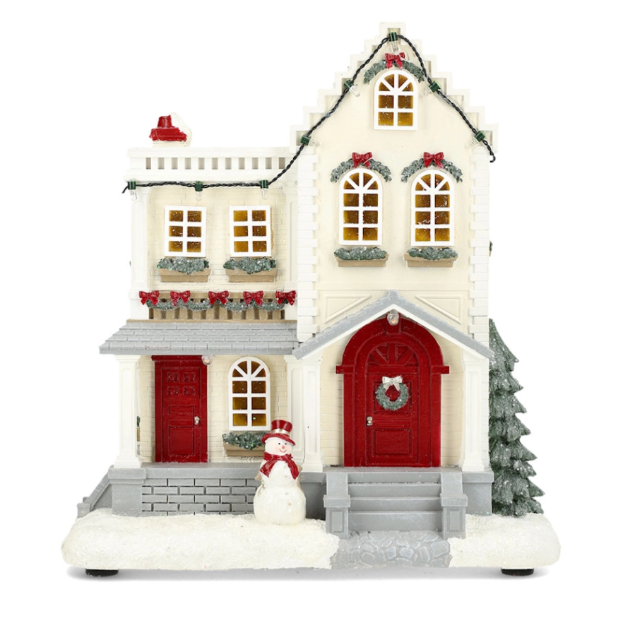 Joulutalo Townhouse sis. led-valot ja joulumusiikkia