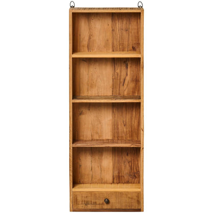 Kapea seinähylly laatikolla vintage puinen 33 x 93 cm
