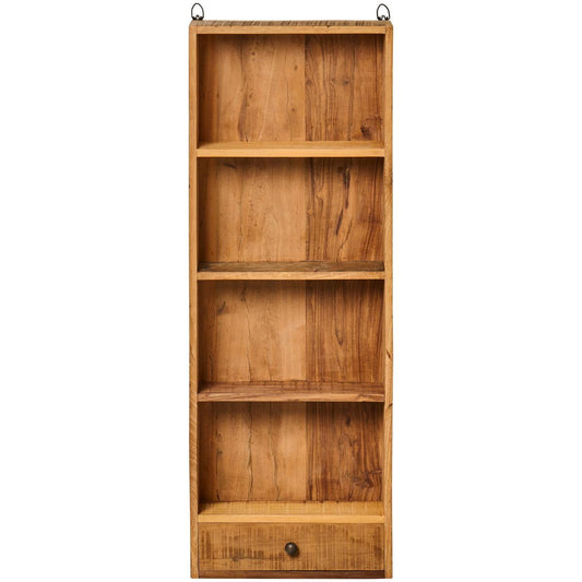 Kapea seinähylly laatikolla vintage puinen 33 x 93 cm