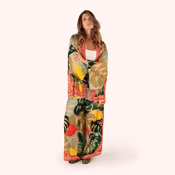 Kimono takki lyhyt Exotic leaves