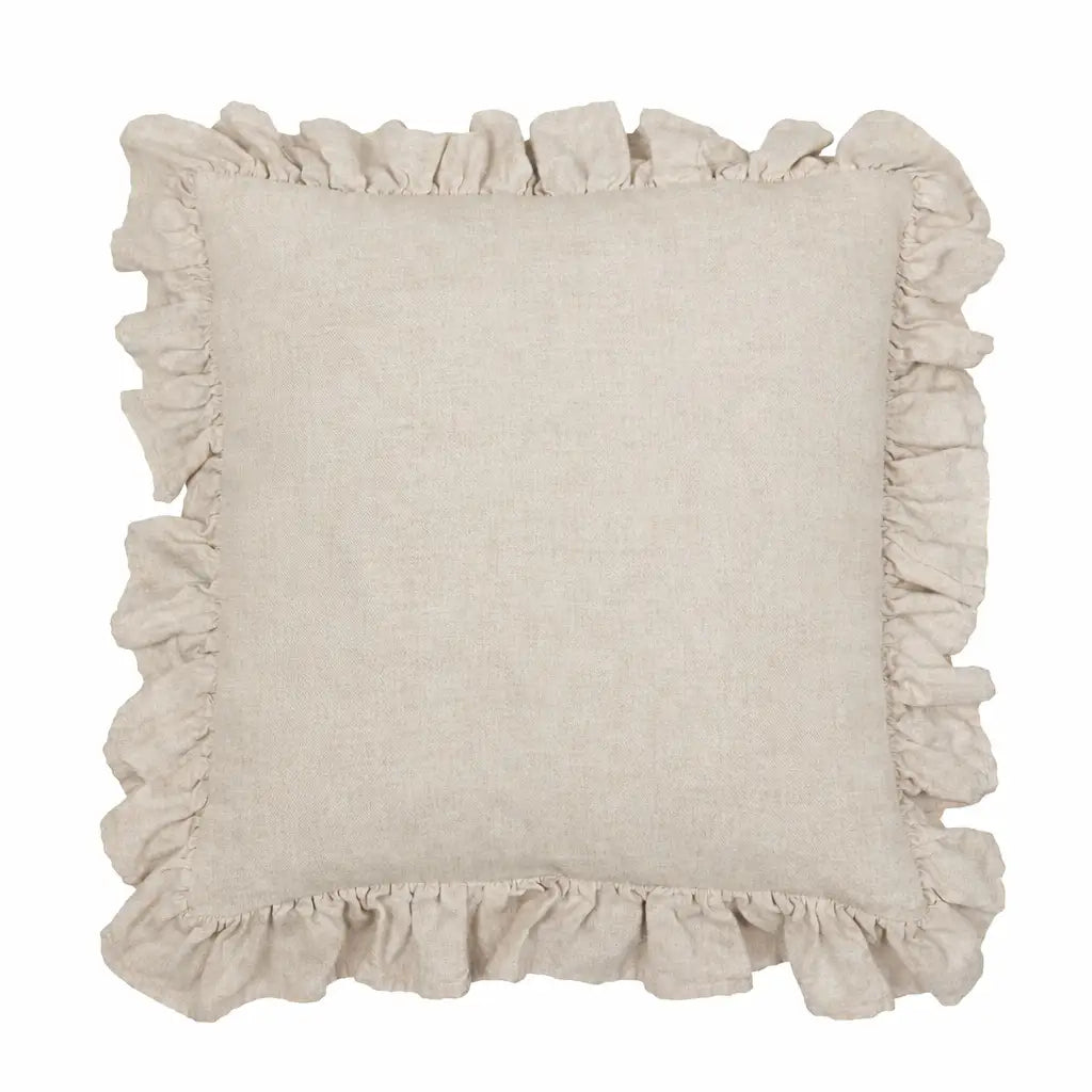Tyynynpäällinen röyhelöllä Pellavanvärinen 45 x 45 cm