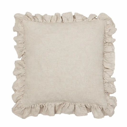 Tyynynpäällinen röyhelöllä Pellavanvärinen 45 x 45 cm