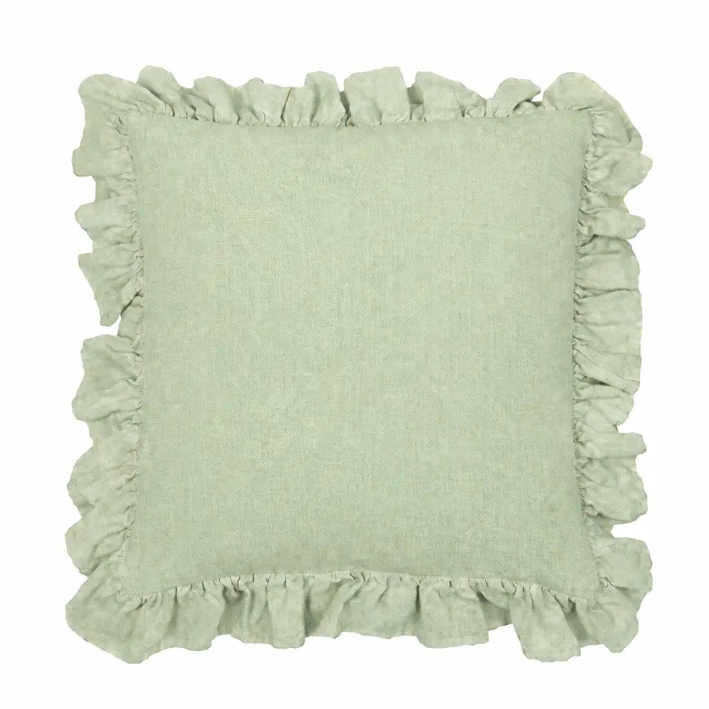 Tyynynpäällinen röyhelöllä Vaaleanvihreä 45 x 45 cm