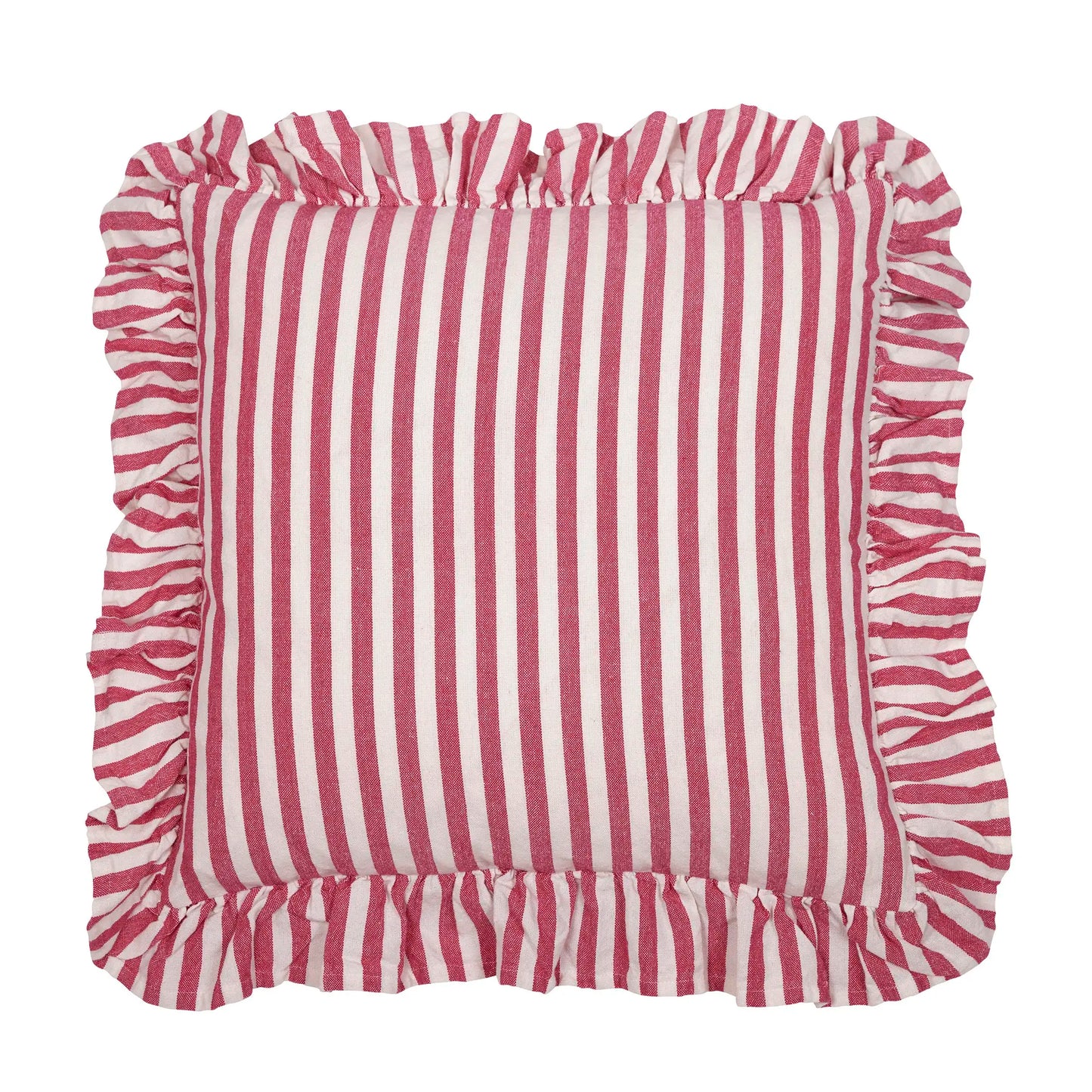 Tyynynpäällinen röyhelöllä raidallinen fuksia 45 x 45 cm