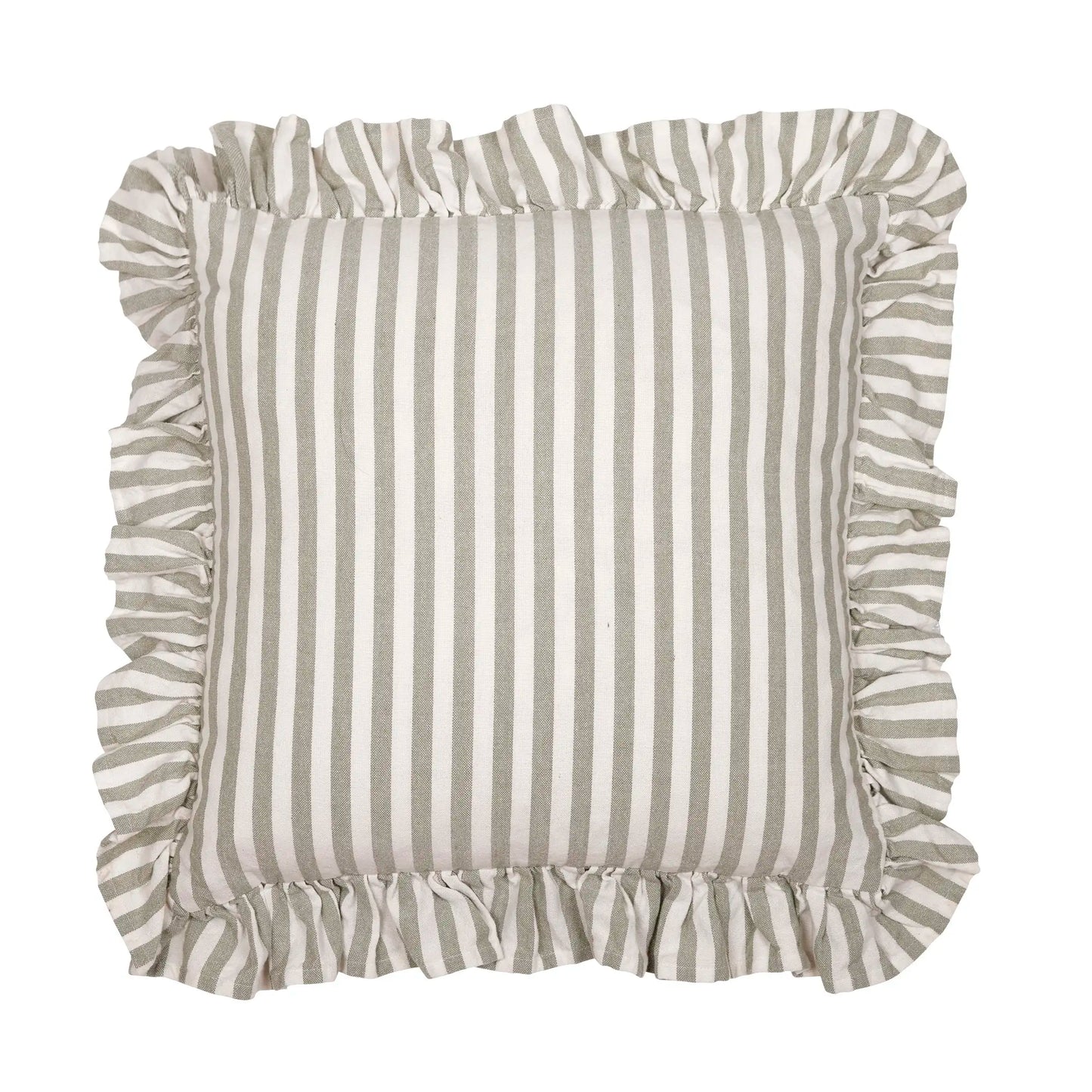 Tyynynpäällinen röyhelöllä raidallinen vaaleanvihreä  45 x 45 cm