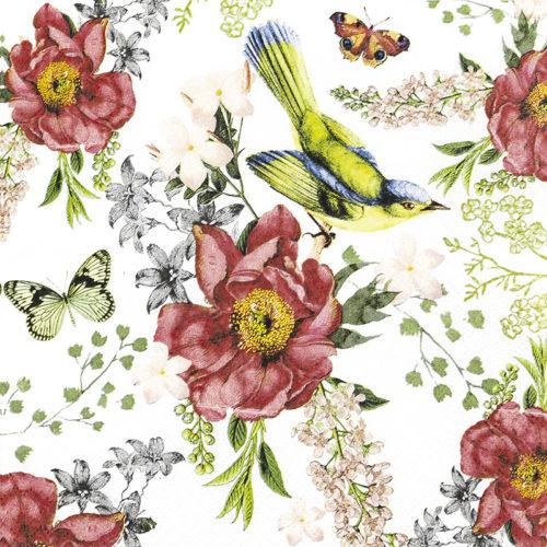 Servetti  Bird and Roses 33 x 33 cm