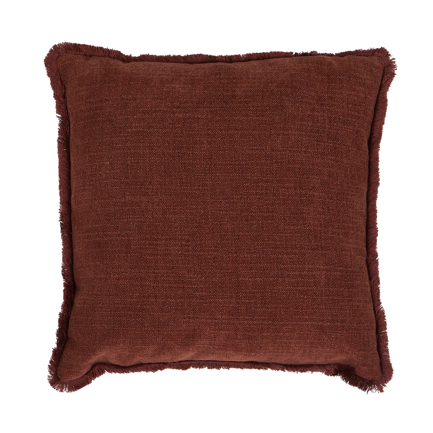 Tyynynpäällinen Chenille hapsureunat Punaruskea - Marsala 45 x 45 cm