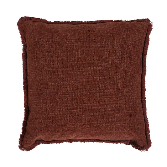 Tyynynpäällinen Chenille hapsureunat Punaruskea - Marsala 45 x 45 cm