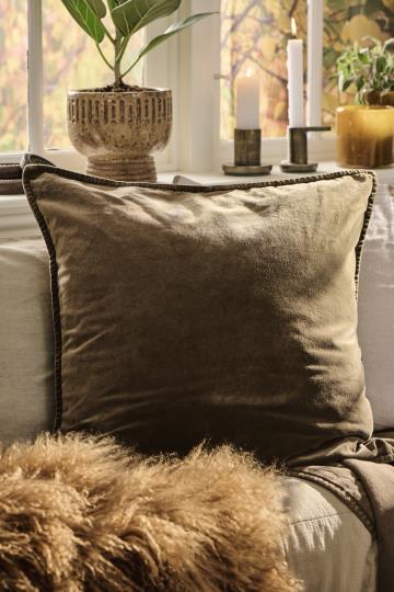 Samettityynynpäällinen Vintage – kuluneen näköinen Ruskea - Chocolate 50 x 50 cm