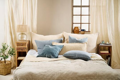 Samettityynynpäällinen Vintage – kuluneen näköinen Harmaansininen - Chalk blue 50 x 50 cm