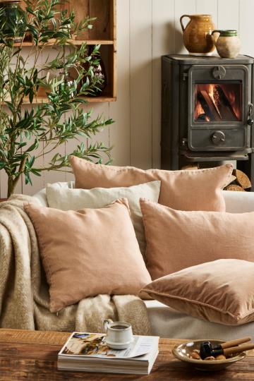 Samettityynynpäällinen Vintage – kuluneen näköinen Punaruskea - Camel 50 x 50 cm