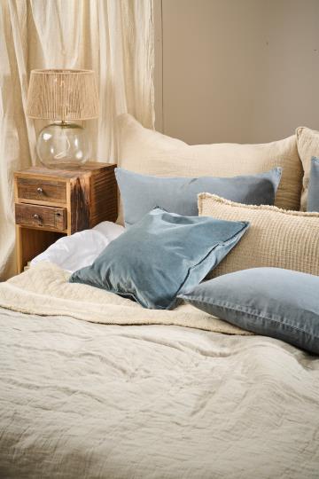 Samettityynynpäällinen Vintage – kuluneen näköinen Harmaansininen - Chalk blue 50 x 50 cm