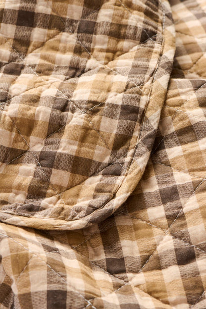 Puuvillatäkki ruskearuudullinen 130 x 180 cm