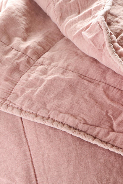 Päiväpeitto - Vintage quilt kivipesty 240 x 240 cm Vaaleanpunainen - Dusty Pink