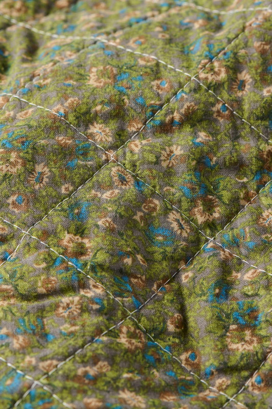 Puuvillatäkki Tummanvihreä kukkakuvio 130 x 180 cm