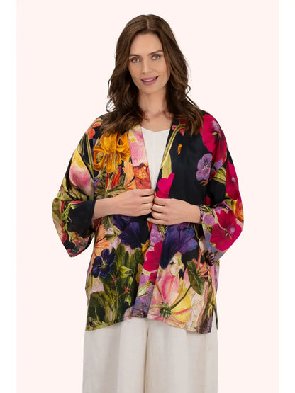 Kimono takki lyhyt (kapeammat hihat) Midnight Posy