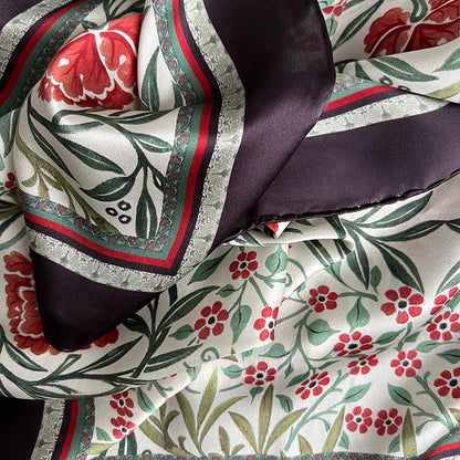 Silkkihuivi William Morris Oxford red 90 x 90 cm