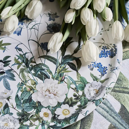 Pyöreä tarjotin Sininen puutarha - Blue flower garden 38 cm