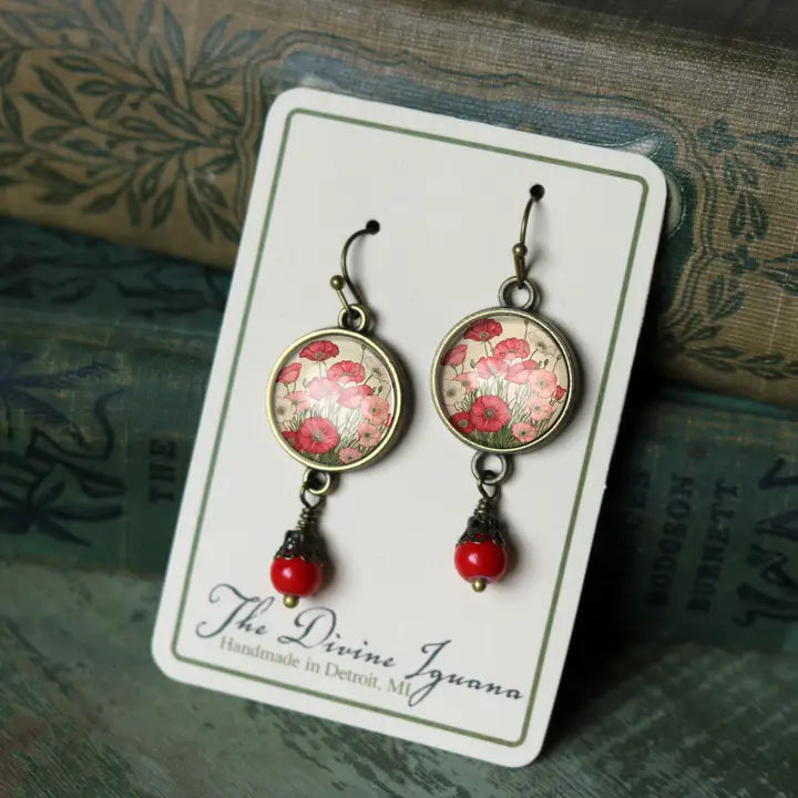 Pink and Red Poppy - Unikot korvakorut