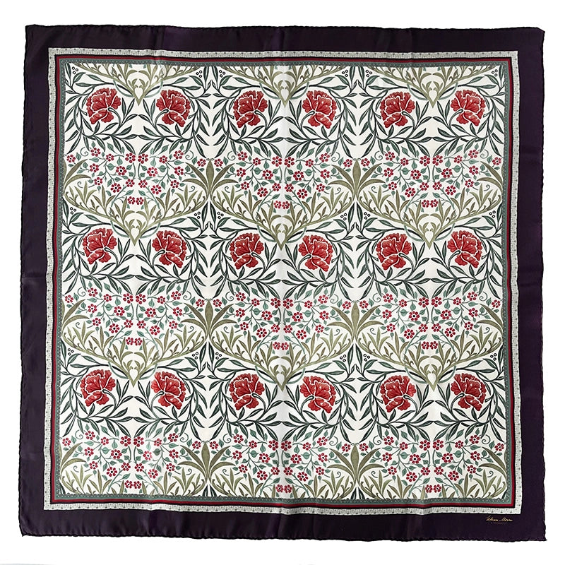 Silkkihuivi William Morris Oxford red 90 x 90 cm