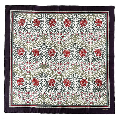 Silkkihuivi William Morris Oxford red 90 x 90 cm