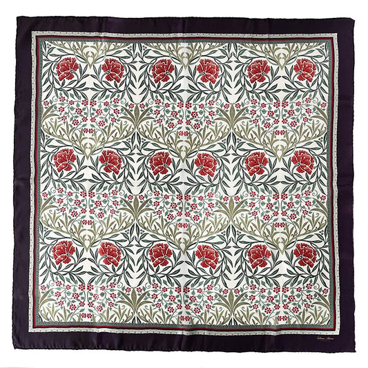 Silkkihuivi William Morris Oxford red 90 x 90 cm