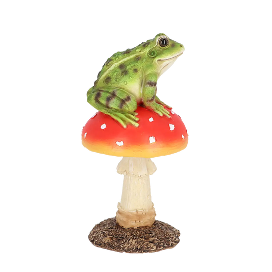 Sammakko ja sieni puutarhapatsas