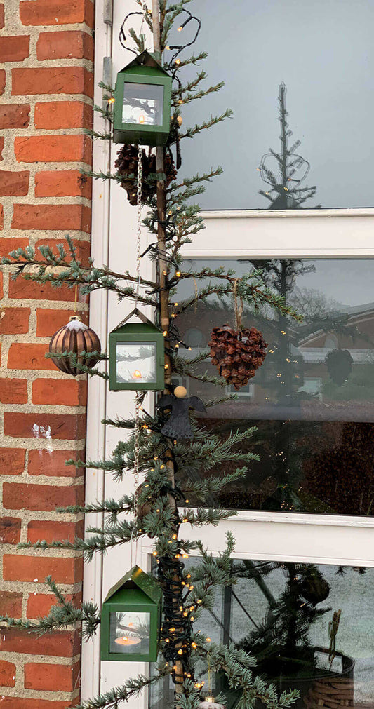 Pienet lyhdyt ketjussa 3 kpl Oliivinvihreä 12 cm