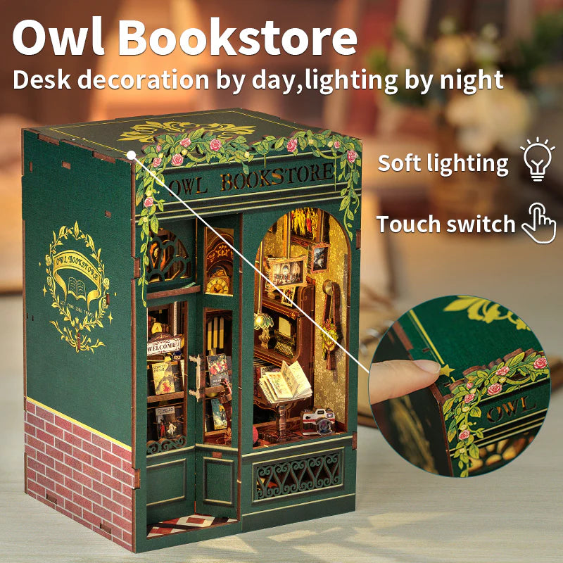 DIY Minimaailma kirjahyllyyn – Owl Bookstore Book Nook