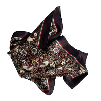 Silkkihuivi William Morris Strawberry thief 50 x 50 cm