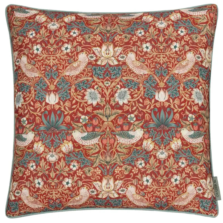 Tyynynpäällinen joka sopii ulkokäyttöön William Morris Strawberry Punainen 50 x 50 cm