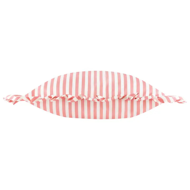 Tyynynpäällinen joka sopii ulkokäyttöön Röyhelo raita pinkki 50 x 50 cm