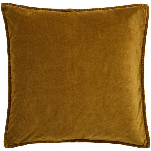 Samettityynynpäällinen Vintage – kuluneen näköinen Okra - Ochre Green 50 x 50 cm