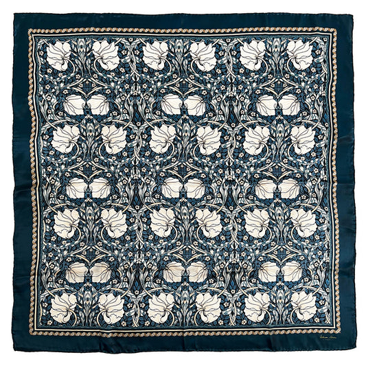 Silkkihuivi William Morris Pimpernel sininen 90 x 90 cm