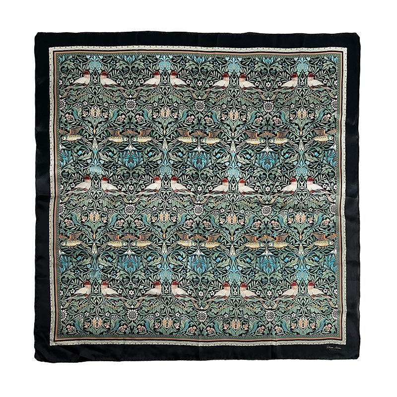 Silkkihuivi William Morris Bird 50 x 50 cm