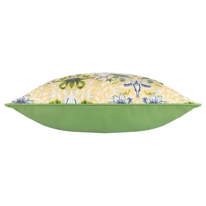 Tyynynpäällinen joka sopii ulkokäyttöön William Morris Strawberry Thief Keltainen / vihreä 50 x 50 cm
