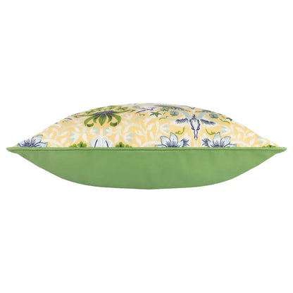 Tyynynpäällinen joka sopii ulkokäyttöön William Morris Strawberry Thief Keltainen / vihreä 50 x 50 cm