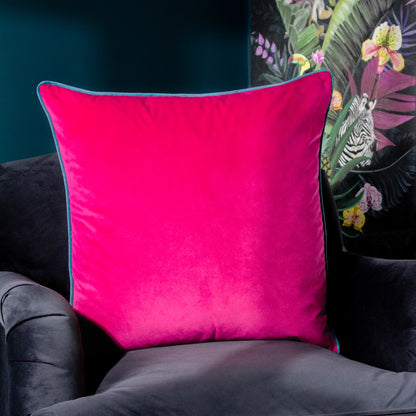 Samettityynynpäällinen Raspberry & Teal 55 x 55 cm