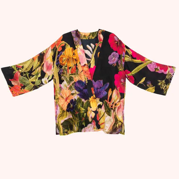 Kimono takki lyhyt (kapeammat hihat) Midnight Posy