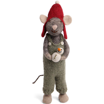 Hiiri ja lumiukko 27 cm huopakoriste