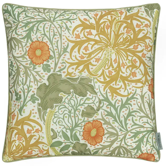 Tyynynpäällinen joka sopii ulkokäyttöön William Morris Seaweed Stone/Sunflower 50 x 50 cm