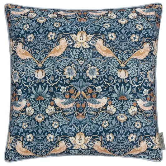 Tyynynpäällinen joka sopii ulkokäyttöön William Morris Strawberry Sininen 50 x 50 cm