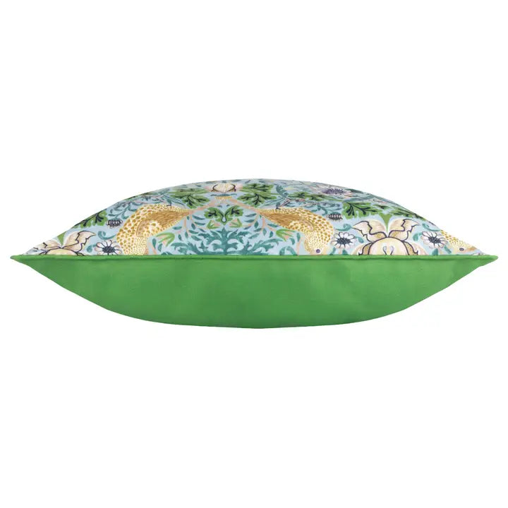 Tyynynpäällinen joka sopii ulkokäyttöön William Morris Strawberry Thief Sininen / vihreä 50 x 50 cm
