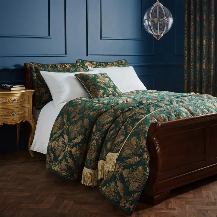 Nojatyynyn päällinen sänkyyn Jacquard chenille Emerald sinisenvihreä 58 x 84 cm