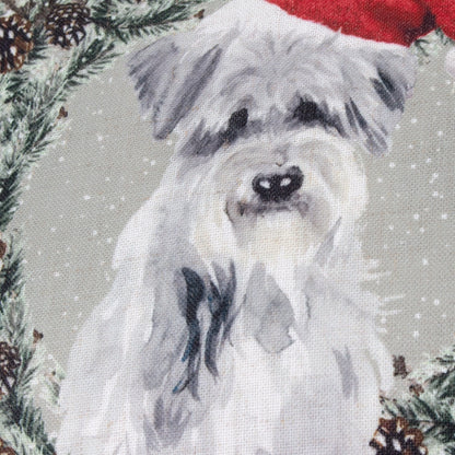 Joulukoira ja kranssi tyynynpäällinen 43 x 43 cm