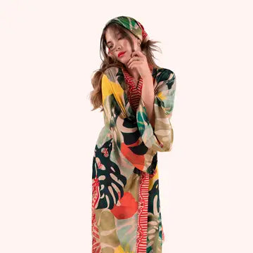 Kimono takki pitkä Exotic leaves