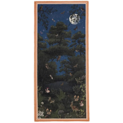 Huivi Woodland Meadow tummanvihreä ja oranssit reunat 90 x 190 cm