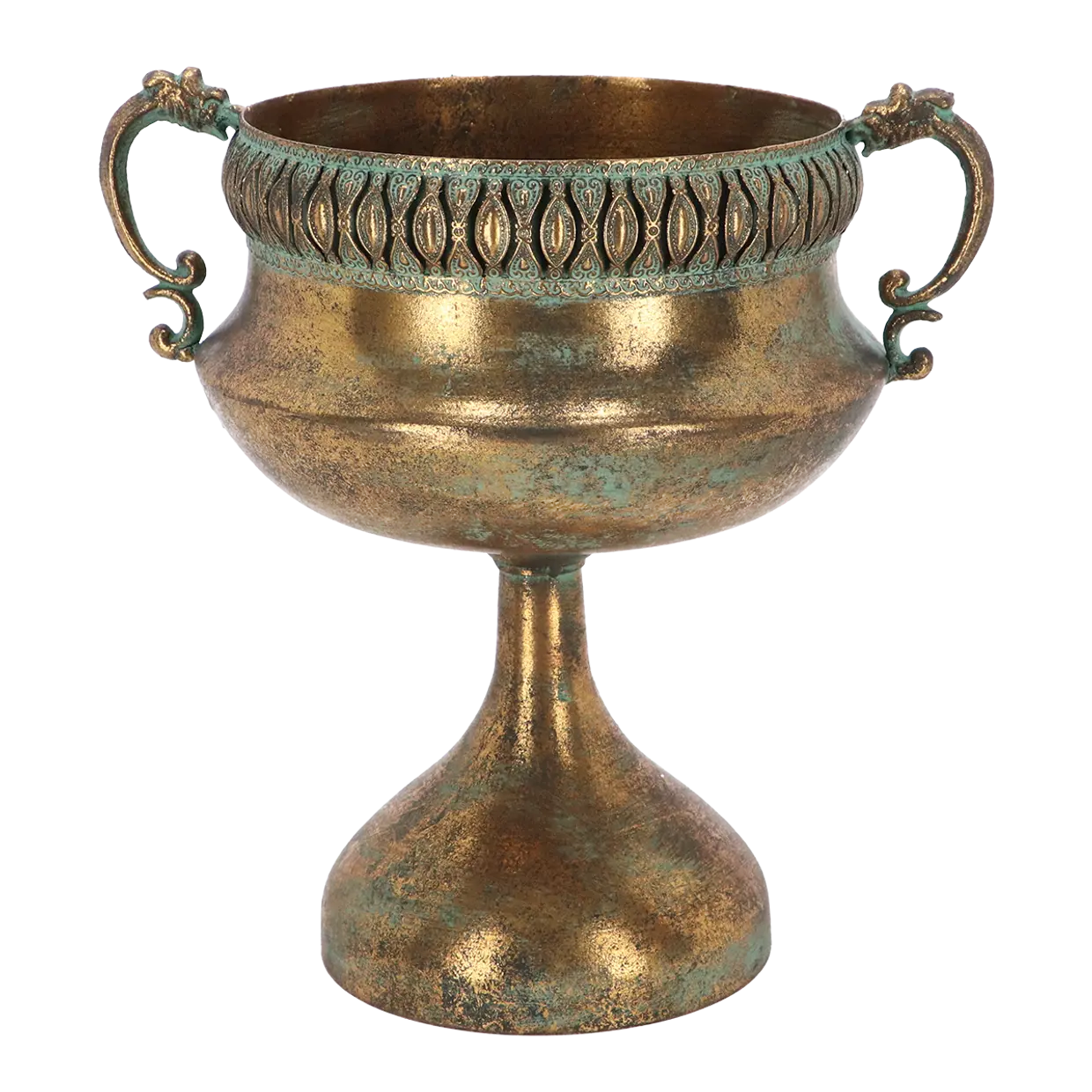 Pokaaliruukku soikea korkea jalka Aged Metal, korkeus 34 cm