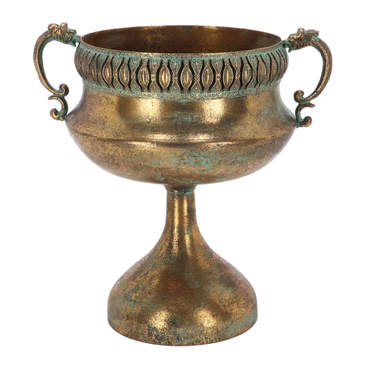 Pokaaliruukku soikea korkea jalka Aged Metal, korkeus 34 cm